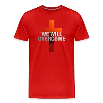 Le design croisé que nous allons surmonter - T-shirt bio Premium Homme - rouge - Devant - Damien (186cm)