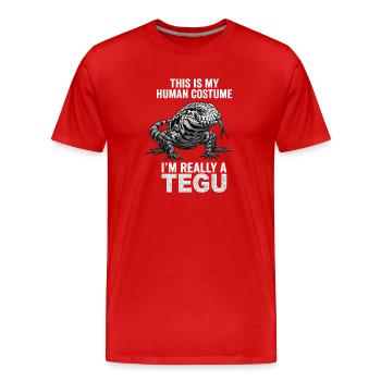 This is my human costume – Tegu. - Men's Premium Organic T-Shirt - red - Front - Damien (186cm)