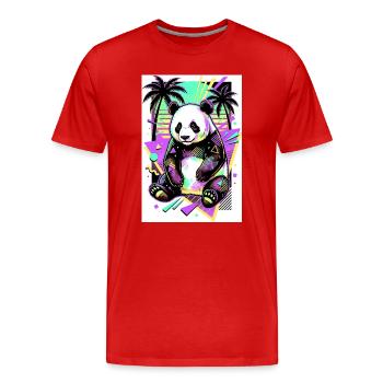 Panda - Männer Premium Bio T-Shirt - Rot - Vorne - Damien (186cm)