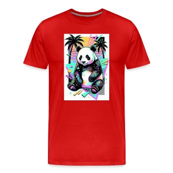 Panda - Männer Premium Bio T-Shirt - Rot - Vorne - Damien (186cm)