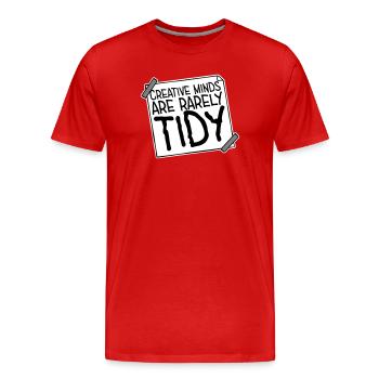 Creative Minds Are Rarely Tidy Funny Creative Logo - Men's Premium Organic T-Shirt - red - Front - Damien (186cm)