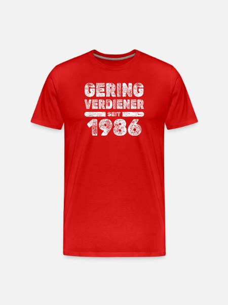 Geringverdiener 1986 - Männer Premium Bio T-Shirt - Rot