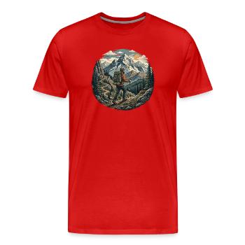 Randonnée - Aventure en plein air - T-shirt bio Premium Homme - rouge - Devant - Damien (186cm)