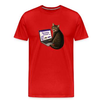 Acheter des friandises pour chat en ligne - T-shirt bio Premium Homme - rouge - Devant - Damien (186cm)
