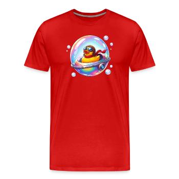 Globe spatial Starduck - T-shirt bio Premium Homme - rouge - Devant - Damien (186cm)