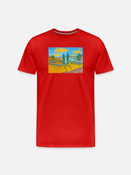 Paysage toscane - T-shirt bio Premium Homme - rouge