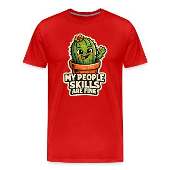 Cactus Saying My People Skills - Men's Premium Organic T-Shirt - red - Front - Damien (186cm)