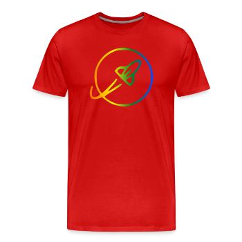 Rakete Regenbogen Umlaufbahn - Männer Premium Bio T-Shirt - Rot - Vorne - Damien (186cm)