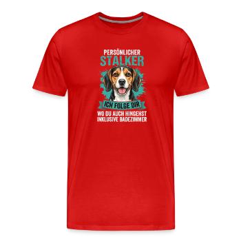 Beagle Stalker  - Männer Premium Bio T-Shirt - Rot - Vorne - Damien (186cm)