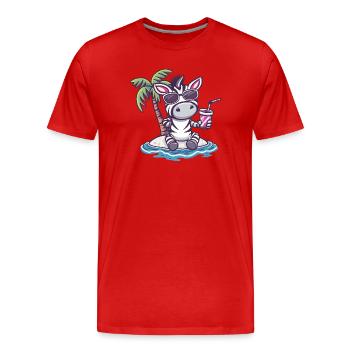 Palmier d’été zèbre - T-shirt bio Premium Homme - rouge - Devant - Damien (186cm)