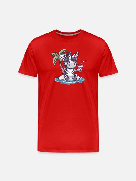 Zebra Sommer Palme - Männer Premium Bio T-Shirt - Rot