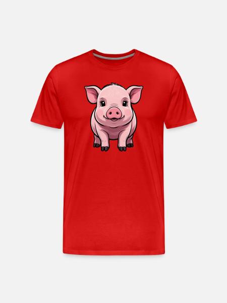 Fermier cadeau cochon mignon - T-shirt bio Premium Homme - rouge