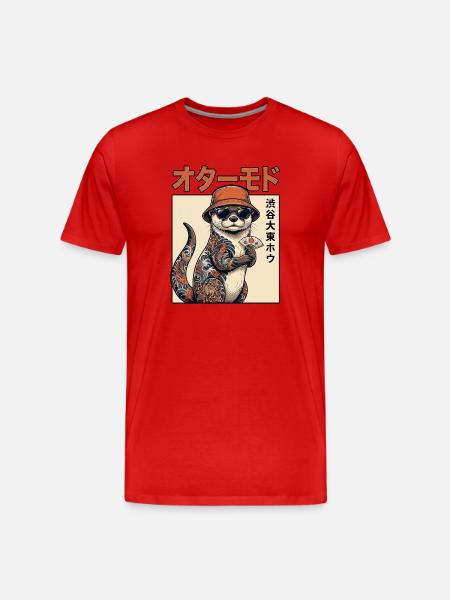 Japanischer Otter - Männer Premium Bio T-Shirt - Rot