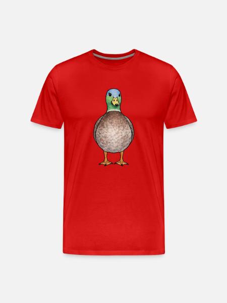 Bunte Stockenten-Illustration - Männer Premium Bio T-Shirt - Rot