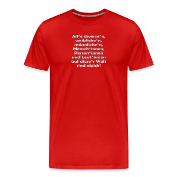 Alle gleich - Männer Premium Bio T-Shirt - Rot - Vorne - Damien (186cm)