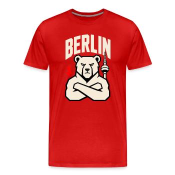 Berliner Bär Kämpferisch Armkreuz - Männer Premium Bio T-Shirt - Rot - Vorne - Damien (186cm)