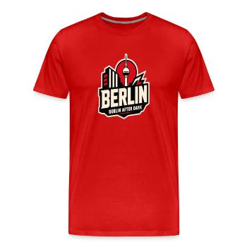 Berlin Nachtskyline - Männer Premium Bio T-Shirt - Rot - Vorne - Damien (186cm)