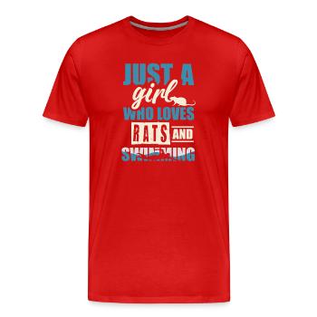 Juste une fille qui aime les rats et la natation - T-shirt bio Premium Homme - rouge - Devant - Damien (186cm)