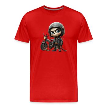 Girl Biker Skull Helmet - Men's Premium Organic T-Shirt - red - Front - Damien (186cm)