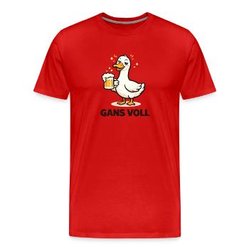  Gans Voll Lustige Betrunkene Gans Mit Bierkrug - Männer Premium Bio T-Shirt - Rot - Vorne - Damien (186cm)