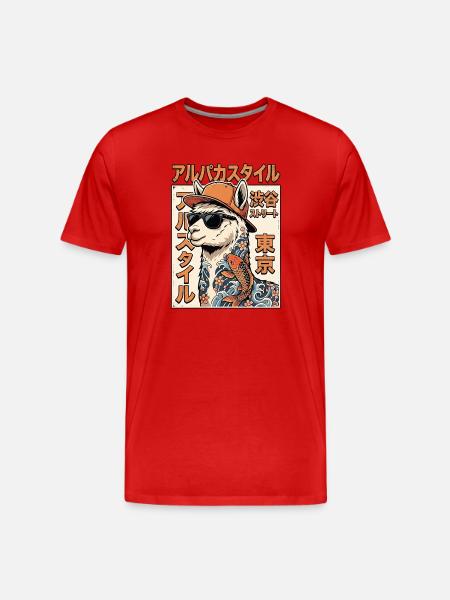 Cooles Alpaka - Männer Premium Bio T-Shirt - Rot
