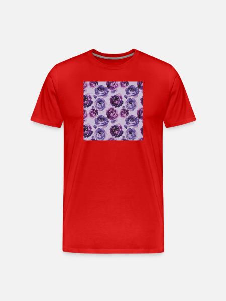 Lavender roses: purple motif - Men's Premium Organic T-Shirt - red