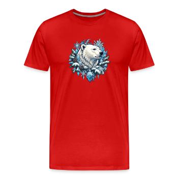 L’ours polaire dans la magie de la glace - T-shirt bio Premium Homme - rouge - Devant - Damien (186cm)