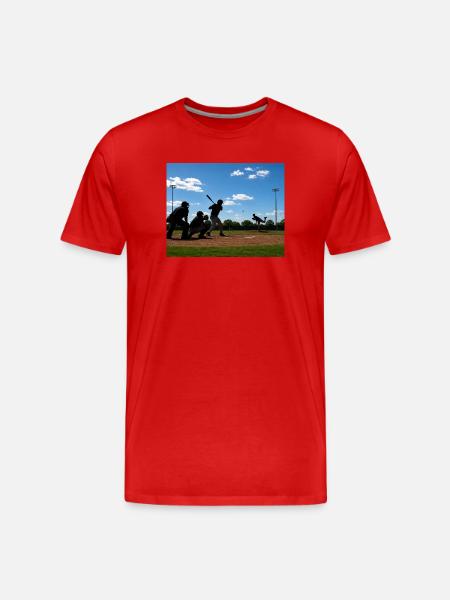 Baseball im Schwung - Männer Premium Bio T-Shirt - Rot