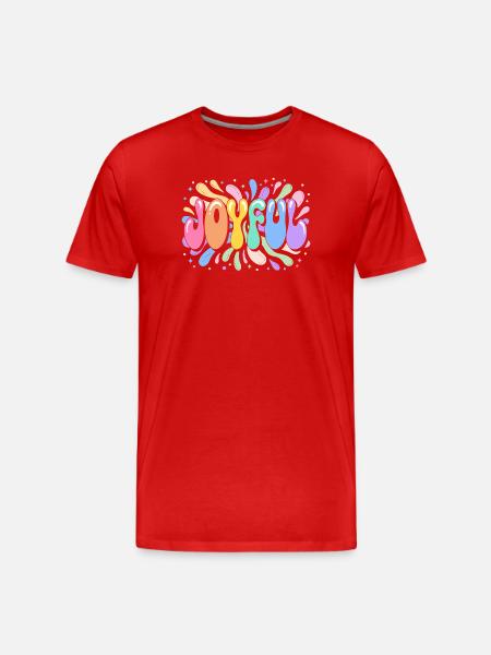 Mehrfarbiger fröhlicher Wortspritzer - Männer Premium Bio T-Shirt - Rot
