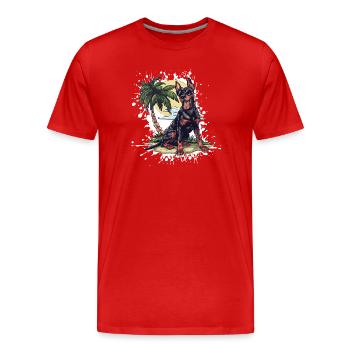 Dobermann Hund Sommer - Männer Premium Bio T-Shirt - Rot - Vorne - Damien (186cm)
