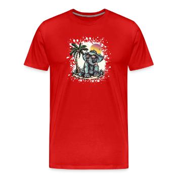 Elefant Sommer Comic - Männer Premium Bio T-Shirt - Rot - Vorne - Damien (186cm)