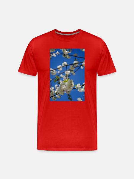 Spring Blossom on Blue Sky - Men's Premium Organic T-Shirt - red