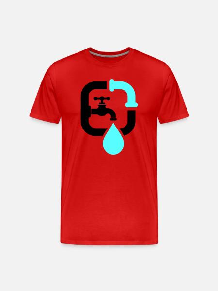Plumber Faucet Pipe Logo - Men's Premium Organic T-Shirt - red