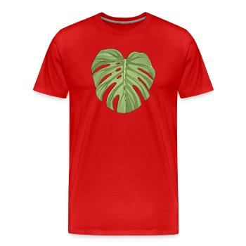 Monstera Leaf Unisex T-Shirt  - Männer Premium Bio T-Shirt - Rot - Vorne - Damien (186cm)