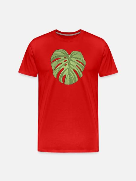 Monstera Leaf Unisex T-Shirt - Men's Premium Organic T-Shirt - red
