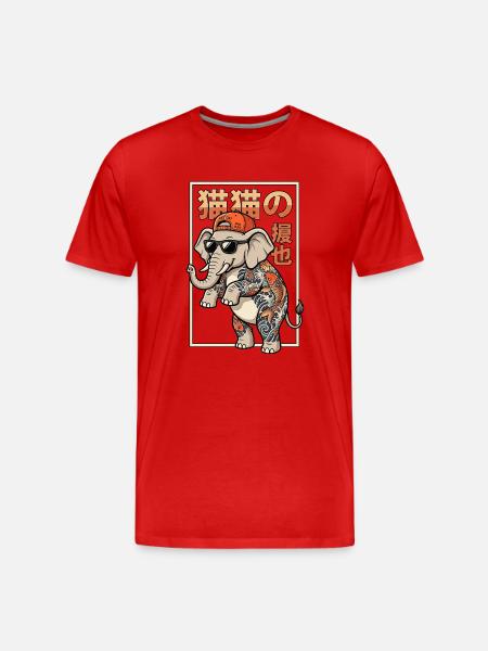 Japanischer Elefant - Männer Premium Bio T-Shirt - Rot
