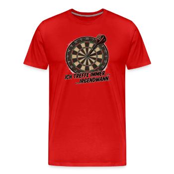 Zielgenau: Dart Spruch - Männer Premium Bio T-Shirt - Rot - Vorne - Damien (186cm)
