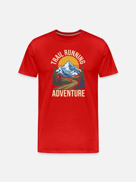 Trailrunning-Abenteuer - Männer Premium Bio T-Shirt - Rot
