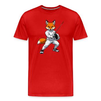 Escrimeur renard en costume blanc - T-shirt bio Premium Homme - rouge - Devant - Damien (186cm)