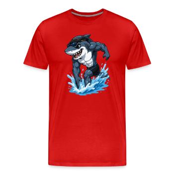 Char de dessin animé de requin - T-shirt bio Premium Homme - rouge - Devant - Damien (186cm)