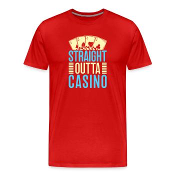 Gambling Fan Straight Outta Casino - Männer Premium Bio T-Shirt - Rot - Vorne - Damien (186cm)