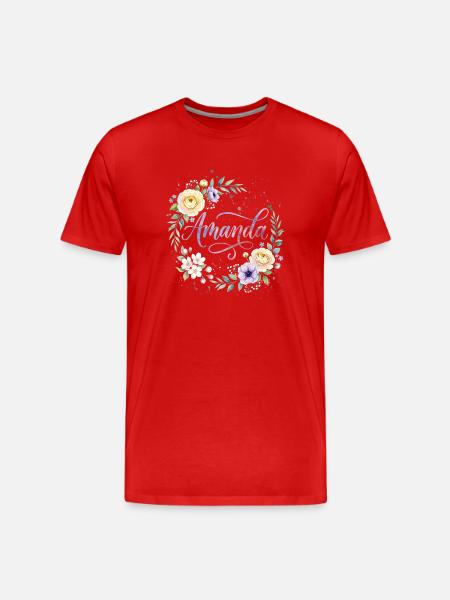 Amanda Flower Name Name Design - Men's Premium Organic T-Shirt - red