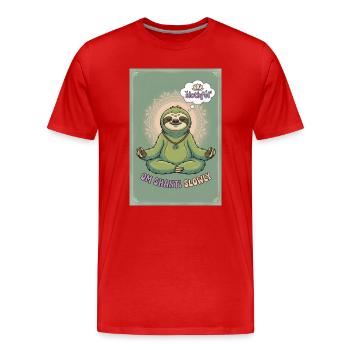 Oh Shanti Slowly Sloth Meditation - Männer Premium Bio T-Shirt - Rot - Vorne - Damien (186cm)
