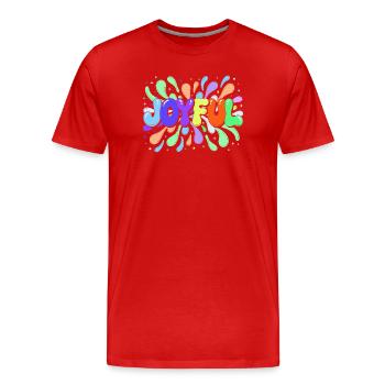 Joyeuse Typo éclaboussée multicolore - T-shirt bio Premium Homme - rouge - Devant - Damien (186cm)