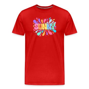 Sunny PopArt Multicolor - Männer Premium Bio T-Shirt - Rot - Vorne - Damien (186cm)