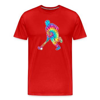 Silhouette du joueur de hockey tie-dye - T-shirt bio Premium Homme - rouge - Devant - Damien (186cm)