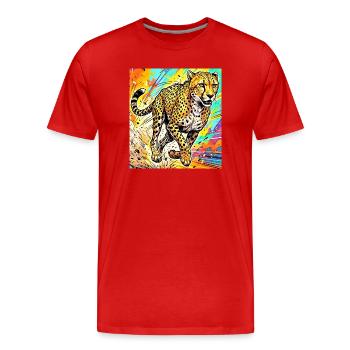 cheetah - Men's Premium Organic T-Shirt - red - Front - Damien (186cm)