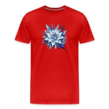 Conception de la Fleur de Glace Bleue - T-shirt bio Premium Homme - rouge - Devant - Damien (186cm)
