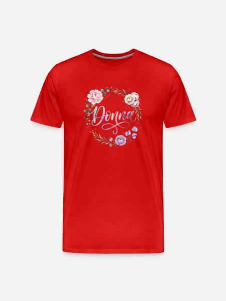 Donna : Couronne de fleurs pastel - T-shirt bio Premium Homme - rouge