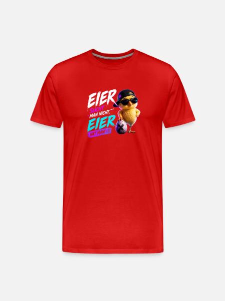 Eier Neon Küken mit Sonnenbrille - Männer Premium Bio T-Shirt - Rot